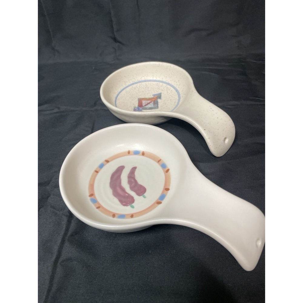 Vintage Treasure Craft Spoon Rests Set of 2 Horizon & Tacos USA 8"